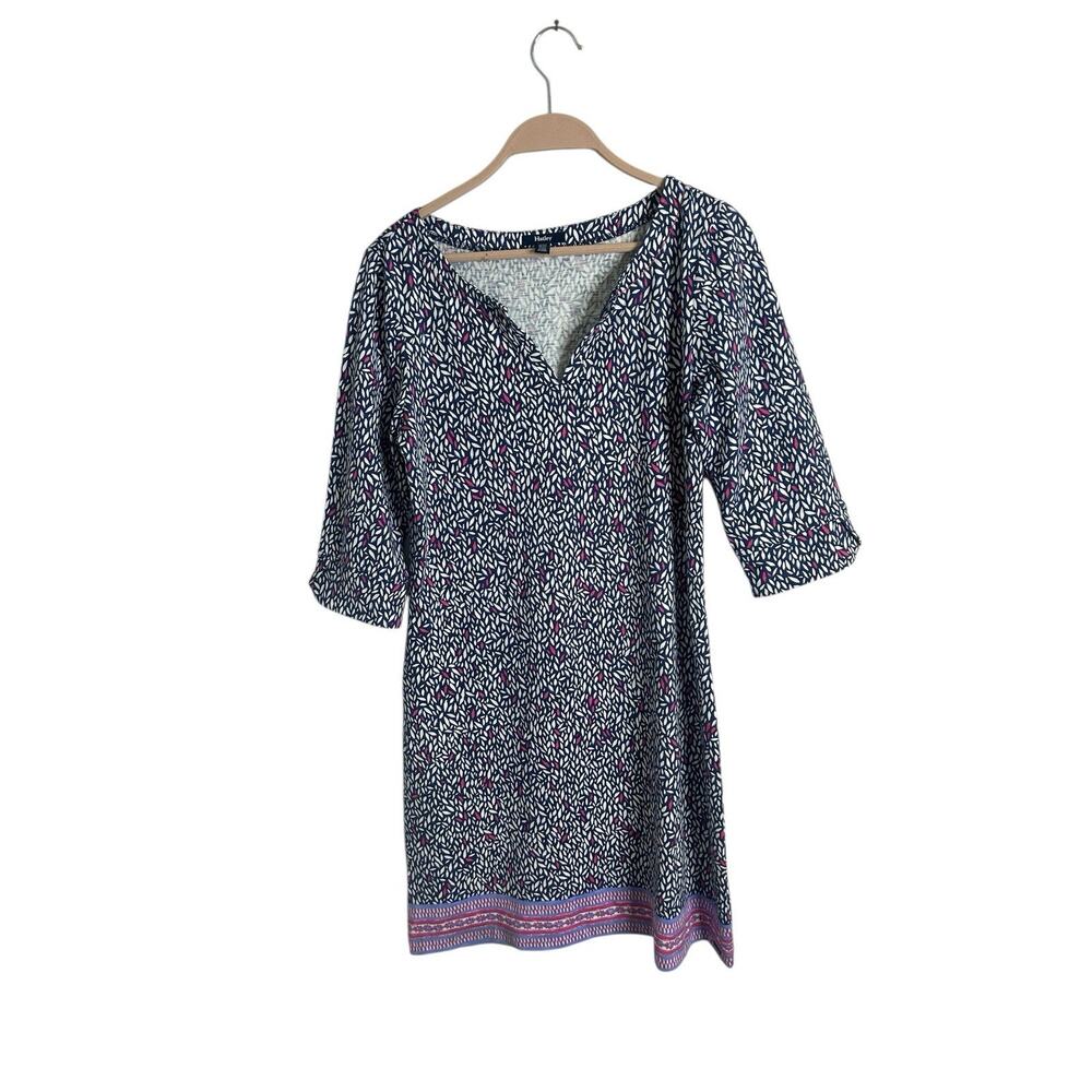 Hatley dress women's Medium blue‎ Cotton Knit V Neck 3/4 Sleeves beach